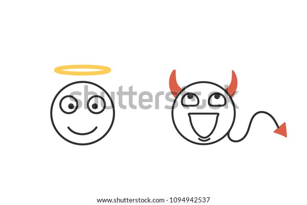 Good Evil Concept Emoticon Icons Character Stock Vector (Royalty Free ...