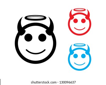 Good and Evil Icons in Black, Red and Blue.