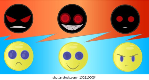 Good and Evil smile set