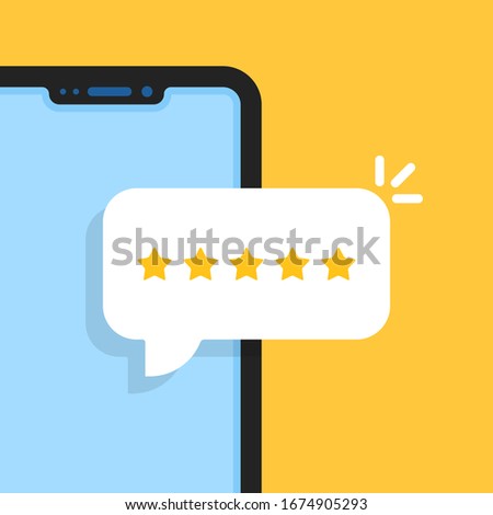 good experience like customer review. flat cartoon modern graphic callcenter design element isolated on yellow background. concept of reminder or notify in messenger and instant message with buble