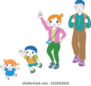 A good family of four walks