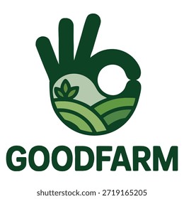 Buena Plantilla del logotipo del Vector de la granja con el símbolo de la hoja y de la naturaleza conveniente para la agricultura orgánica