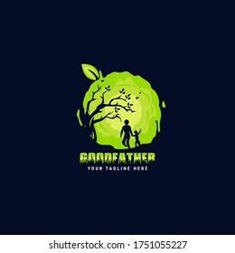 good father logo, vector exotic family illustration 