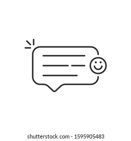 good feedback bubble with linear smile. concept of excellent product advice or very great service like marketing. minimal flat recommendation simple logotype graphic art design isolated on white