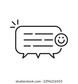 good feedback bubble with linear smile. concept of excellent product advice or very great service like marketing. minimal flat recommendation simple logotype graphic art design isolated on white