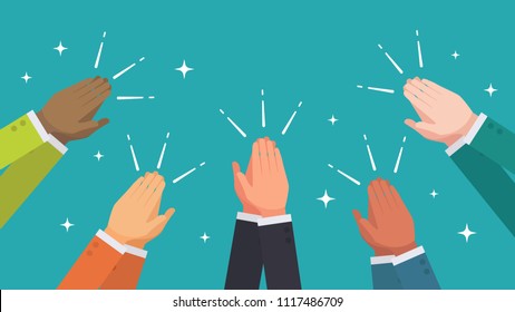 Good feedback of clapping hands from multi ethnic group of business people vector