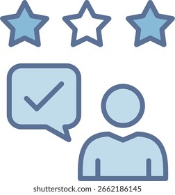 Icono de tono azul lleno de buen Comentarios