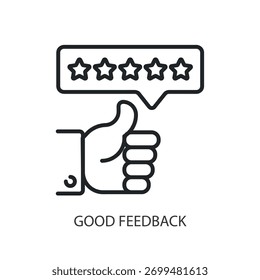 Bons ícones de linha fina de feedback. Ilustração vetorial original.