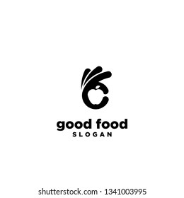 good food apple ealth hand logo icon symbol designs vector illustration template