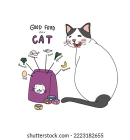 Good food for cat infographic cartoon vector illustration