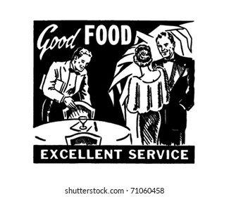 Good Food Excellent Service - Retro Ad Art Banner