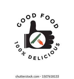 Good food icon, 100% delicious logo