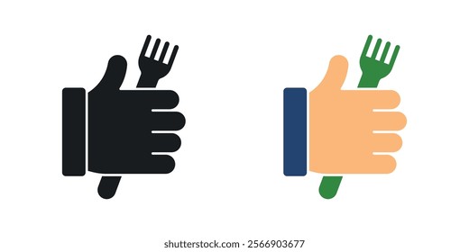 Good food icon set in black and colored