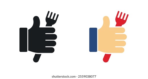 Good food icons in black and colored version