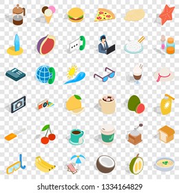 Good food icons set. Isometric style of 36 good food vector icons for web for any design