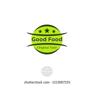 Good Food logo design template. Vector  illustration background. cooking business. Modern linear catering label, emblem, badge in circle