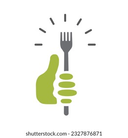 Good food logo illustration with fork, sign.