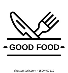 Good food logo. Outline good food vector logo for web design isolated on white background