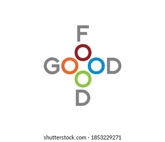 good food wordmark logo with 4 colorful circle as health cross symbol