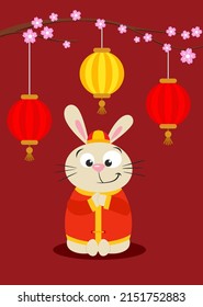 Good fortune chinese rabbit happy new year 2023 greeting card