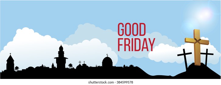 Good Friday background concept with Illustration of Jesus cross.