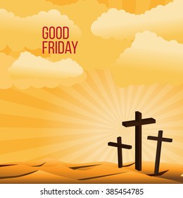 Good Friday background concept with Illustration of Jesus cross.