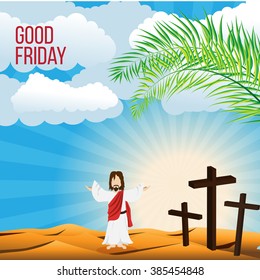 Good Friday background concept  Illustration of Jesus Christ with arm wide open