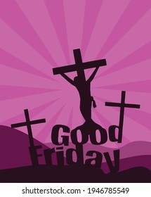 Good Friday background concept with Jesus cross in Illustration