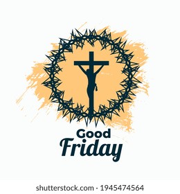 good friday background with cross and crown of thorns