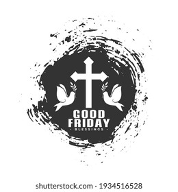 good friday background with cross and peace birds