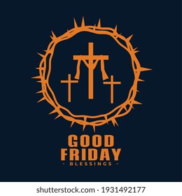 good friday background with cross and thorns