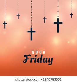 good friday background with hanging crosses