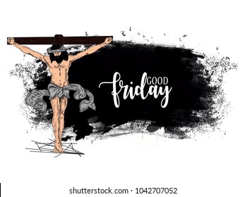 Good Friday background illustration with Jesus holding cross