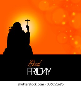 Good Friday background illustration with Jesus holding cross.