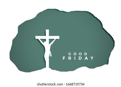 good friday background in papercut style design