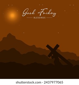 Good Friday background vector. Happy good friday. Good Friday With Cross Template.