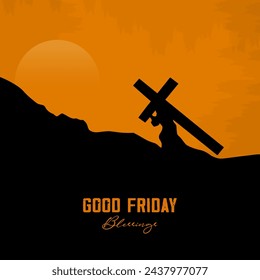 Good Friday background vector. Happy good friday. Good Friday With Cross Template.