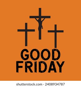 Good friday banner illustration with cross on the hill