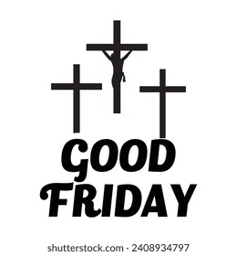 Good friday banner illustration with cross on the hill