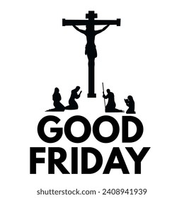 Good friday banner illustration with cross on the hill