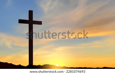 Good Friday. Friday before Easter. Christian cross against the sunset. EPS10 vector
