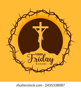 good friday blessing card with crown design vector