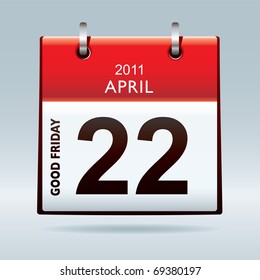 Good Friday Calendar Icon With Red Banner And Blue Background