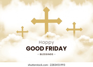 Good Friday is a Christian holiday commemorating the crucifixion of Jesus and his death at Calvary.Good Friday clouds background with crosses. 