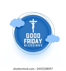 good friday christian religion background with papercut clouds vector