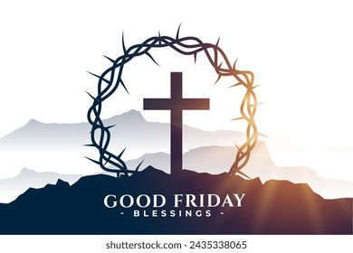 good friday christian religious background with crown design vector