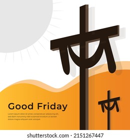Good Friday Christian Religious Occasion With Jesus Cross Vector Illustration For Poster Background Social Media Post Greetings Banners Logo Symbol Elements And Print