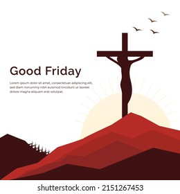 Good Friday Christian Religious Occasion With Jesus Cross Vector Illustration For Poster Background Social Media Post Greetings Banners Logo Symbol Elements And Print