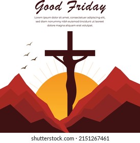 Good Friday Christian Religious Occasion With Jesus Cross Vector Illustration For Poster Background Social Media Post Greetings Banners Logo Symbol Elements And Print