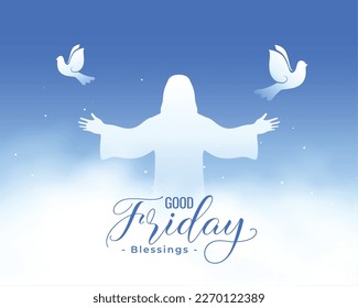 good friday cloudy background with dove bird design vector